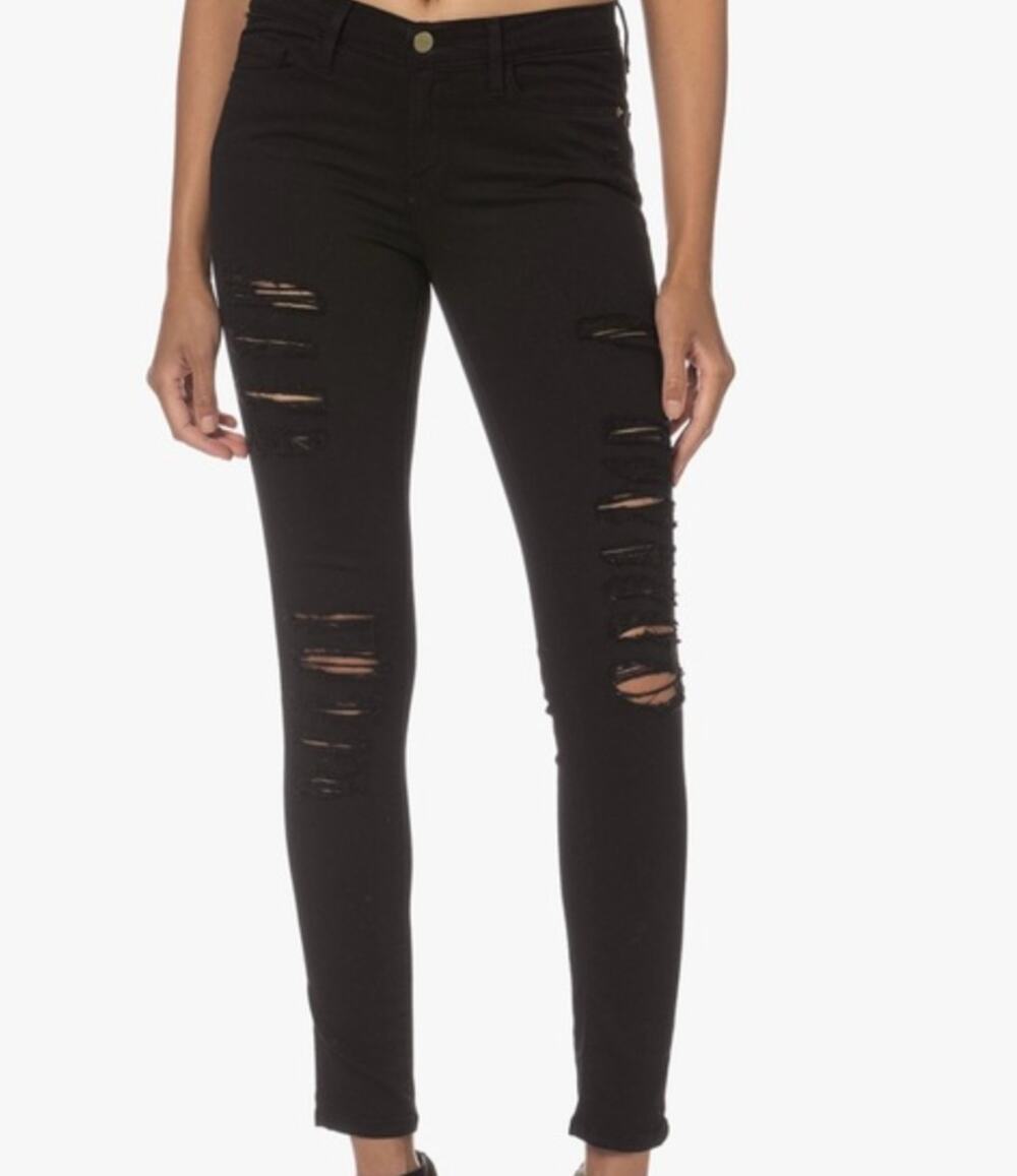 FRAME Denim Blanc Le Skinny De Jeanne Ripped Jeans